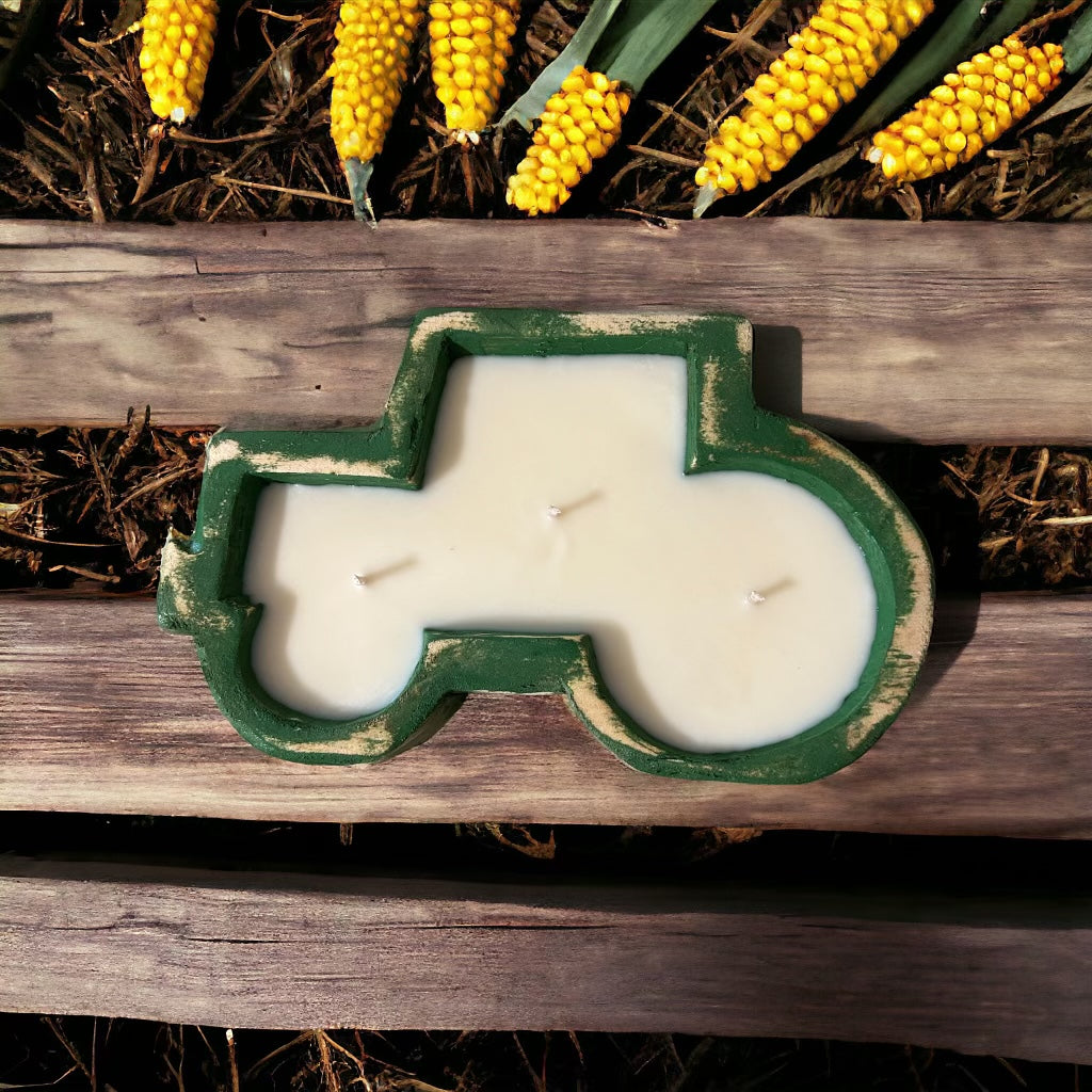 Green tractor wooden bowl