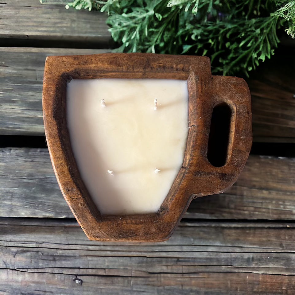 Coffee Cup wooden dough bowl